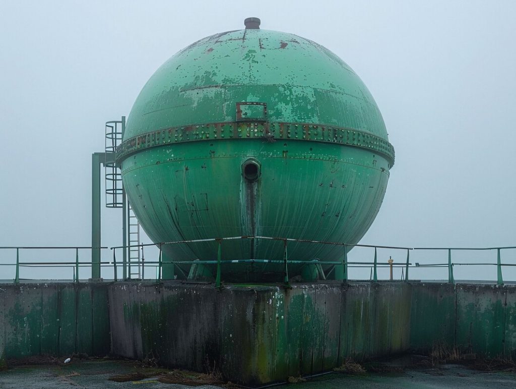 Water storage tank at industrial treatment facility